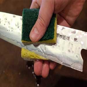 mild soap to clean the knife