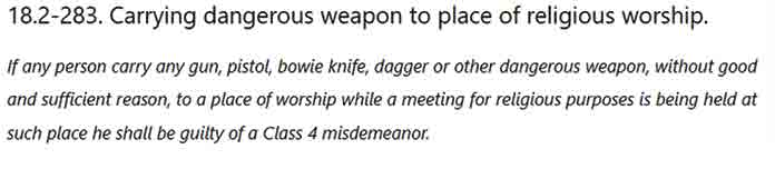  Knife Law in Places of Worship