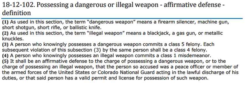 Colorado Law 18-12-102