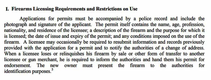 Firearms Licensing Requirements and Restrictions on Use 