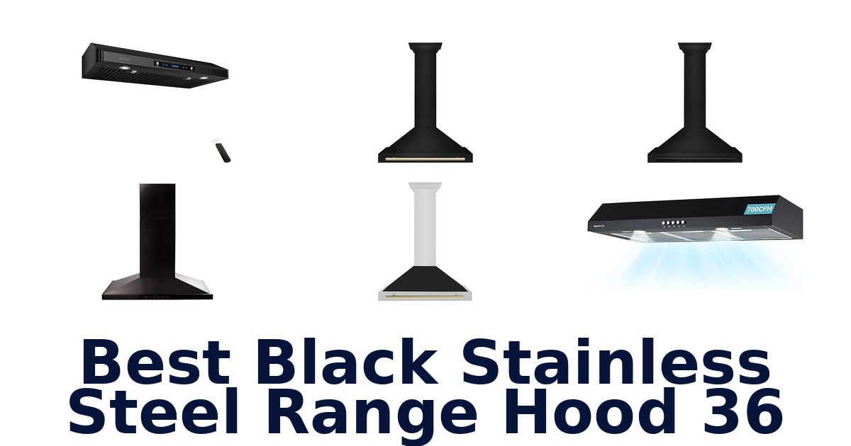best black stainless steel range hood 36