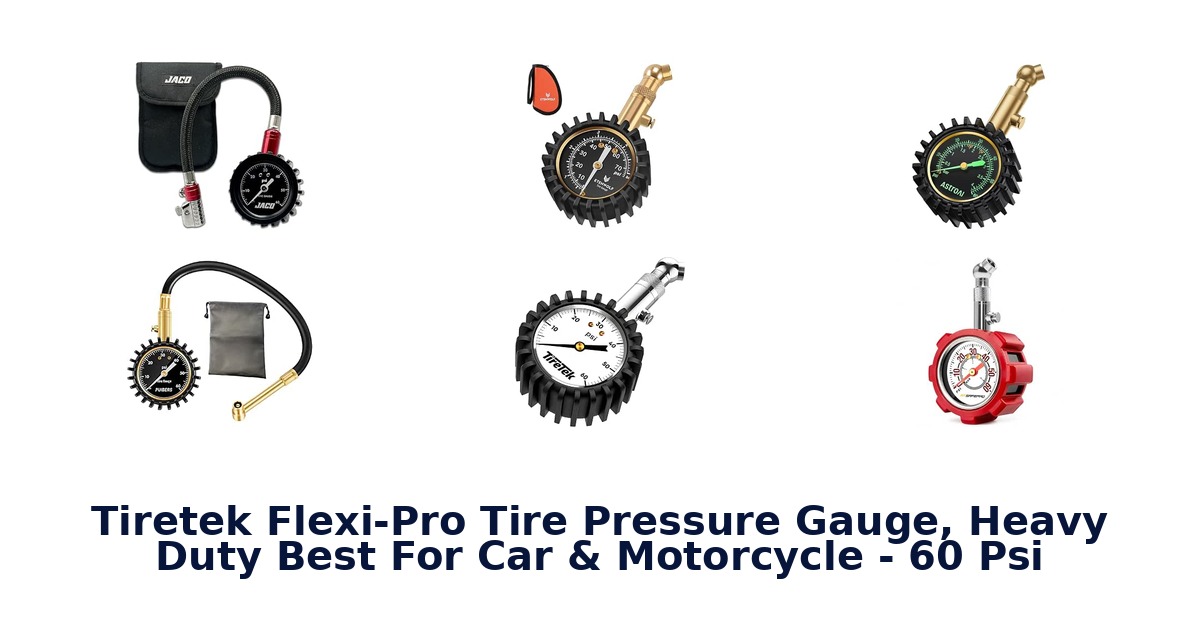 Tiretek Flexi-Pro Tire Pressure Gauge, Heavy Duty Best For Car & Motorcycle - 60 Psi